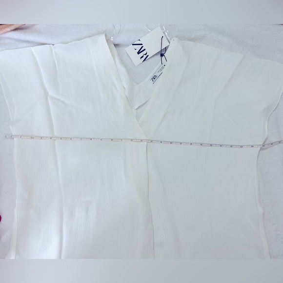 NWT Zara sz small white Dolman Sleeve Tunic Mandarin Collar Blouse - Picture 4 of 7